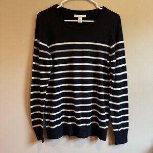 Amazon Essentials Black and White Striped Crew Neck Sweater